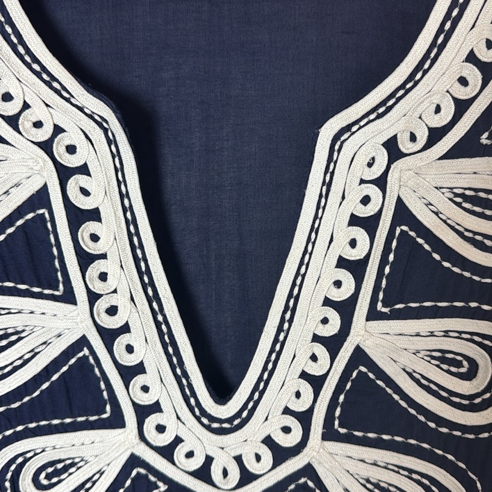 Lilly Pulitzer Navy Blue White Swim Bathing Suit Coverup Embroidered Dress Small - Picture 5 of 9